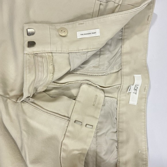 Loft Marisa The Riviera Career Pants cropped dress pants Cream Size 8P - Picture 11 of 12
